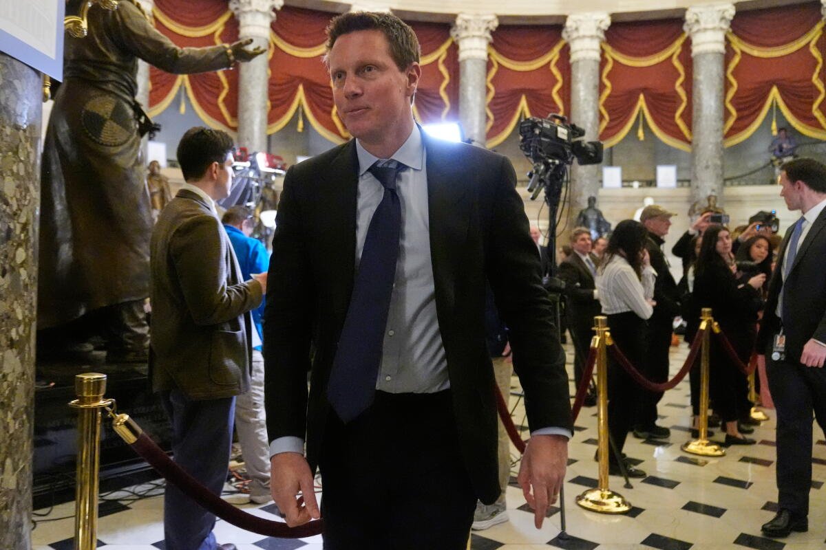 El director ejecutivo de Paramount Skydance, David Ellison, pronuncia el discurso sobre el Estado de la Unión 2026 en Washington, D.C. (Foto AP/Mark Schiefelbein)