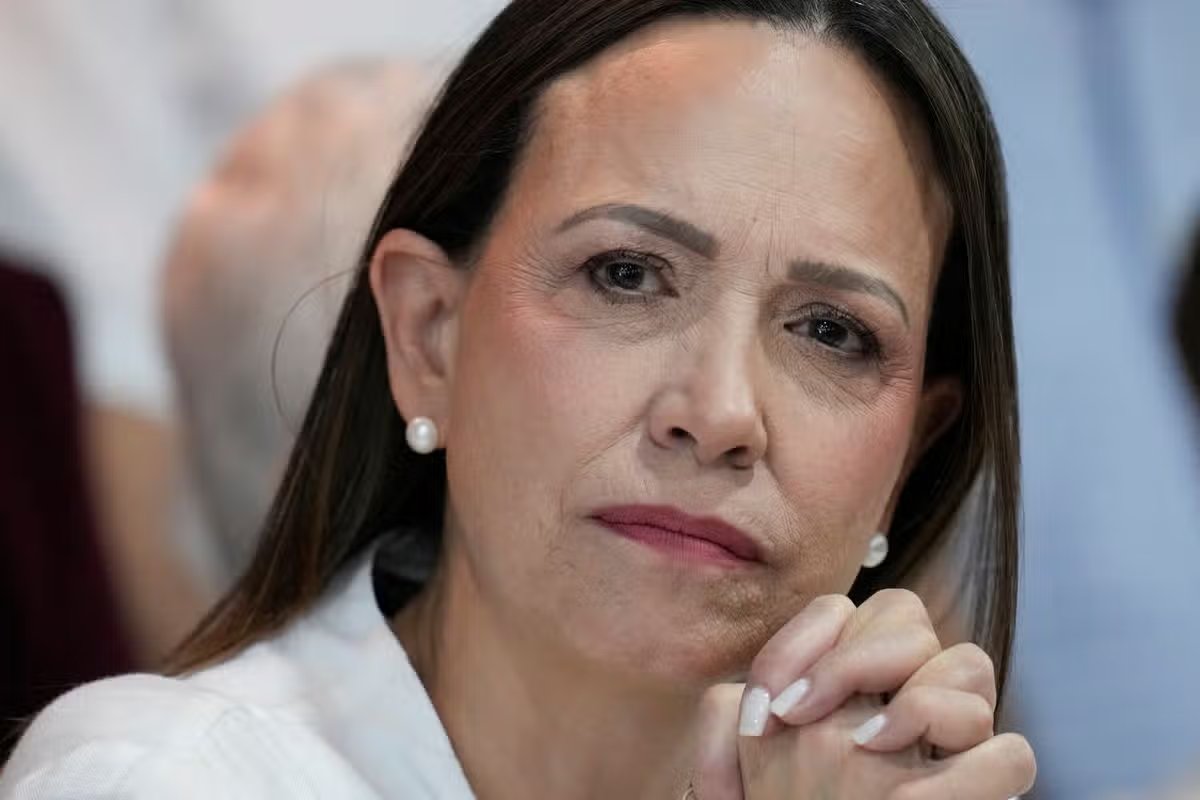 La líder opositora venezolana María Colina Machado asiste a una conferencia de prensa en la ciudad de Panamá el 23 de mayo de 2026.